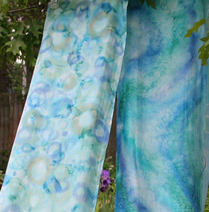 These scarves were painted without a resist